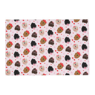 Mini Goldendoodle Dogs Valentines Day Placemat