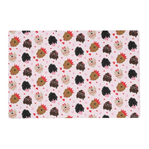 Mini Goldendoodle Dogs Valentines Day Placemat