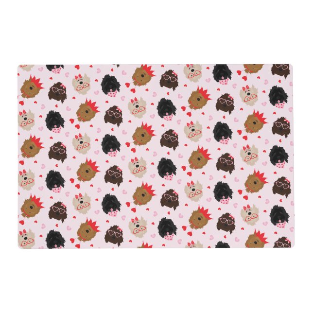 Mini Goldendoodle Dogs Valentines Day Placemat (Front)