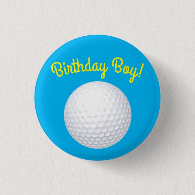 Mini Golf Balls Birthday Party Kids Blue Button (Front)
