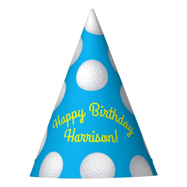Mini Golf Balls Birthday Party Kids Blue Hat (Front)