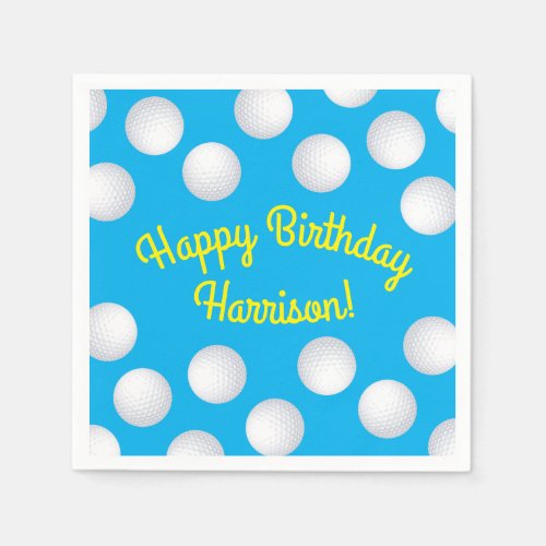 Mini Golf Balls Birthday Party Kids Blue Napkins