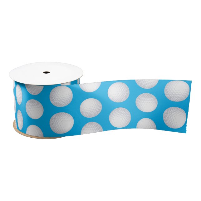 Mini Golf Balls Birthday Party Kids Blue Satin Ribbon (Spool)