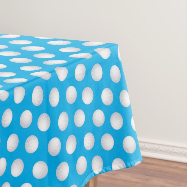 Mini Golf Balls Birthday Party Kids Blue Tablecloth (In Situ)