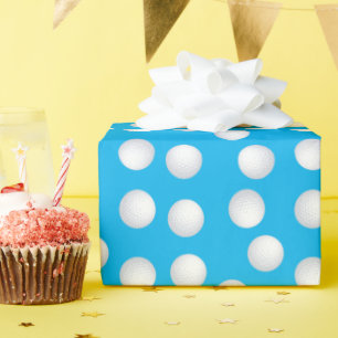 Mini Golf Balls Birthday Party Kids Blue Wrapping Paper