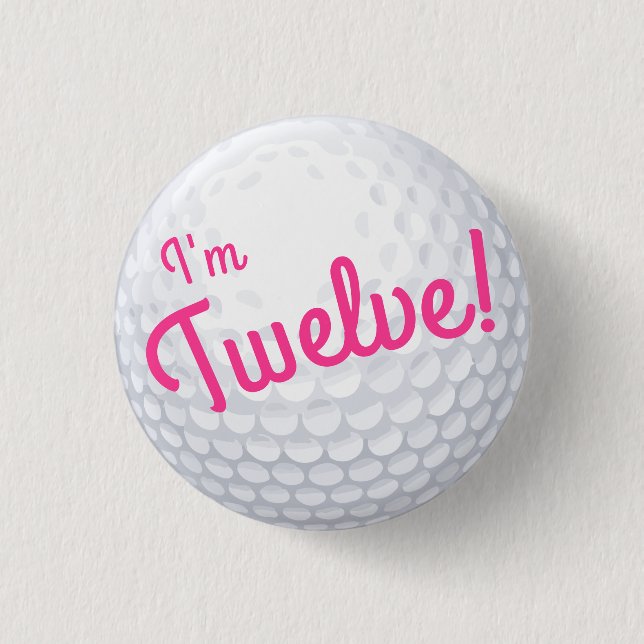 Mini Golf Balls Birthday Party Kids Pink Button (Front)