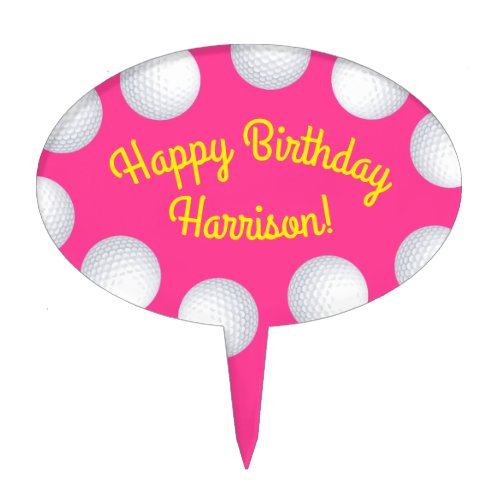 Mini Golf Balls Birthday Party Kids Pink Cake Topper