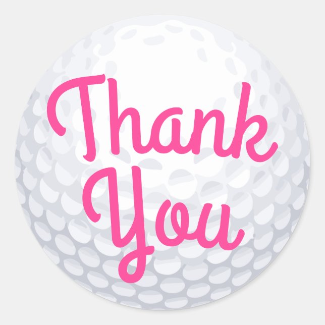 Mini Golf Balls Birthday Party Kids Pink Classic Round Sticker (Front)
