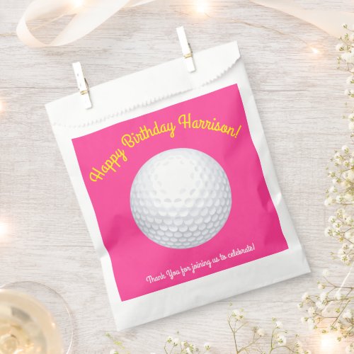 Mini Golf Balls Birthday Party Kids Pink Favor Bag
