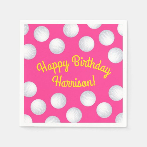 Mini Golf Balls Birthday Party Kids Pink Napkins