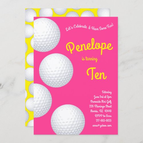 Mini Golf Balls Kids Birthday Party Sports Invitation