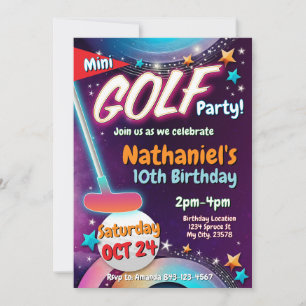 Mini Golf Birthday Invitation Golf Party Card