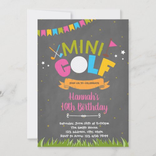 Mini golf birthday party invitation
