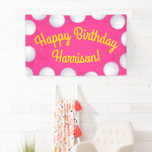 Mini Golf Birthday Party Pink Banner