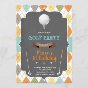 Mini golf boy birthday invitation