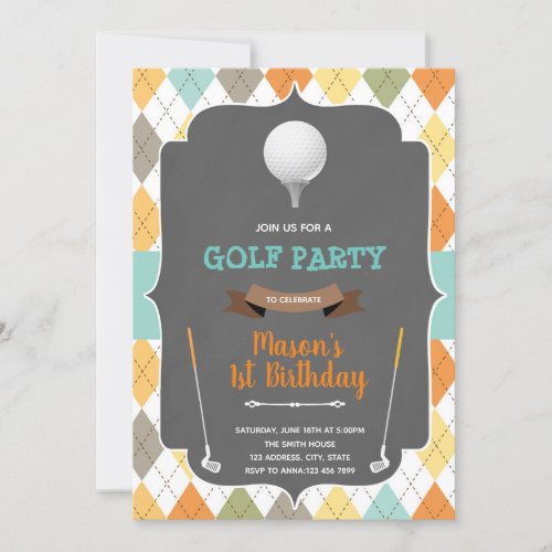 Mini golf boy birthday invitation