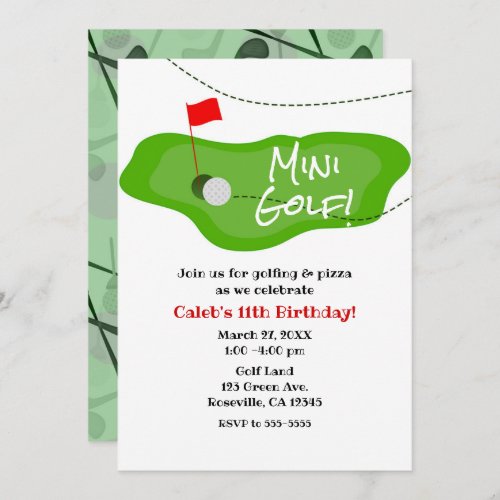 Mini Golf Golfing Green Birthday Party Any Event Invitation