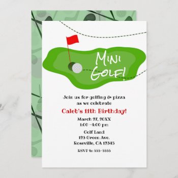Mini Golf Golfing Green Birthday Party Any Event Invitation by printabledigidesigns at Zazzle