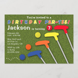 Mini Golf Par-Tee Putt Putt Boy's Birthday Invitation