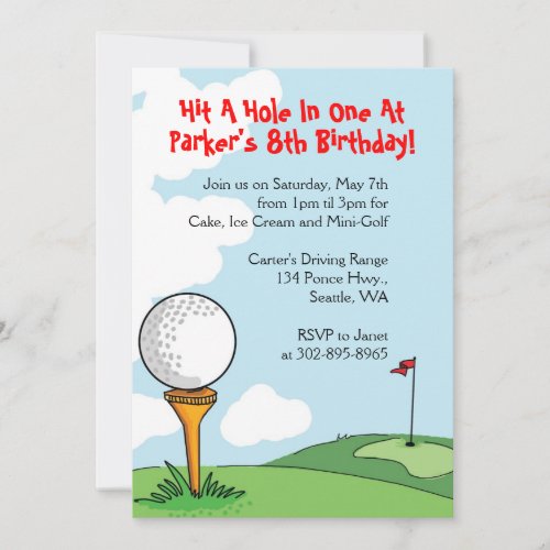 Mini-Golf themed birthday party invitations