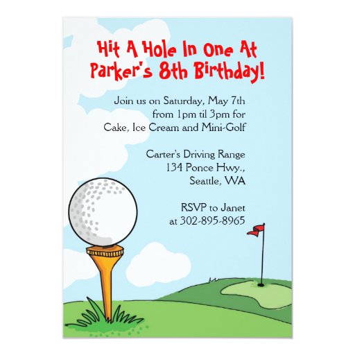 Golf Themed Birthday Party Invitations 1