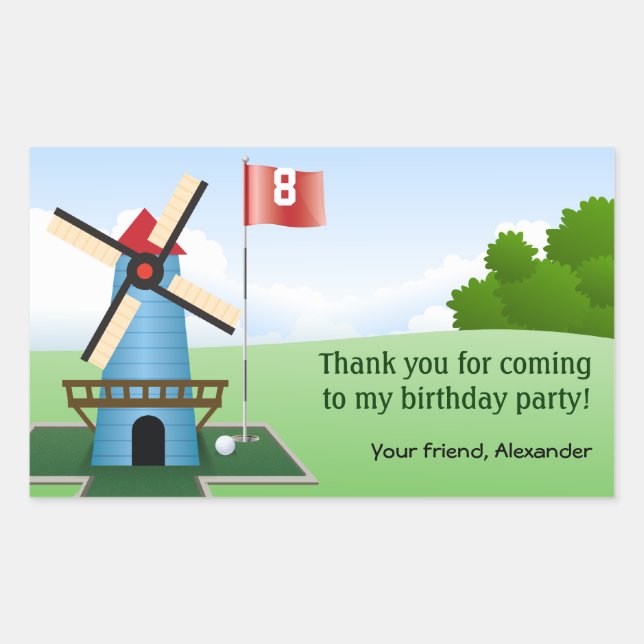Mini Golf Windmill Fairway Party Sticker (Front)