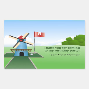 Mini Golf Windmill Fairway Party Sticker