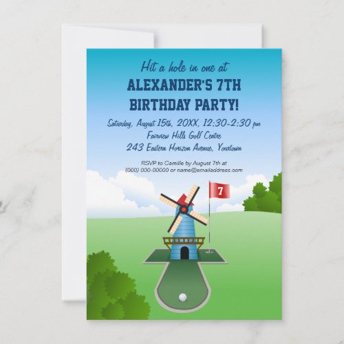 Mini Golf Windmill Party Invitation