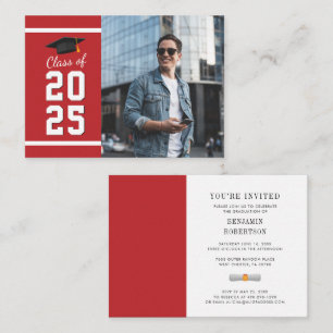 Mini Graduation 2025 Red Photo Party Invitation