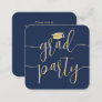 Mini Graduation Party Invitation Navy & Gold Card