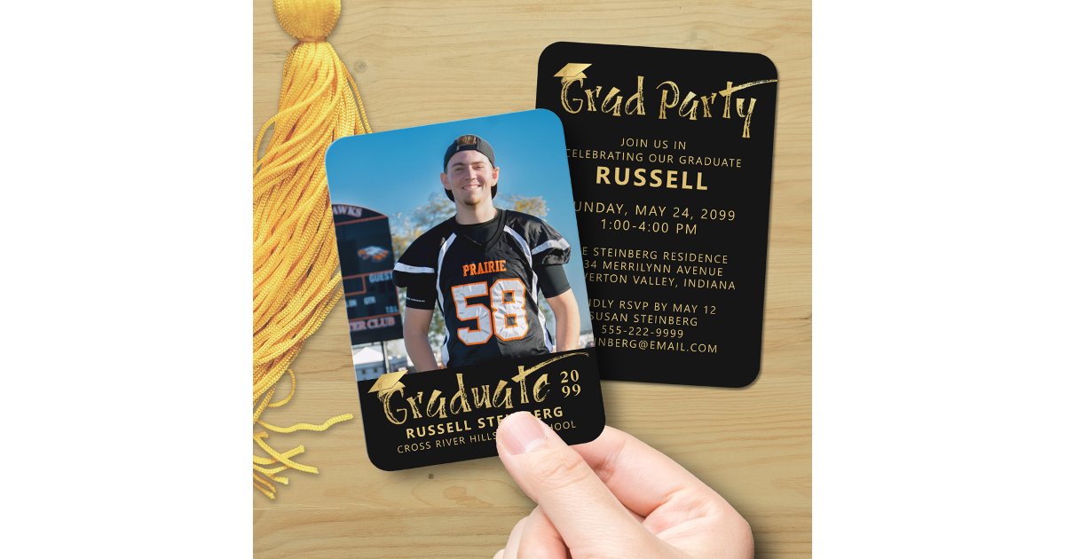 Mini Graduation Party Photo Invitation Card | Zazzle