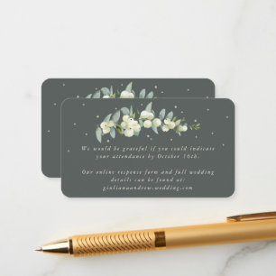 Mini Gray Green Snowberry+Eucalyptus Online RSVP Enclosure Card