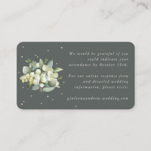 Mini Gray Green Snowberry+Eucalyptus Online RSVP Enclosure Card
