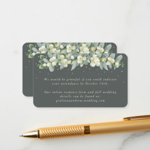 Mini Gray Green Snowberry+Eucalyptus Online RSVP Enclosure Card