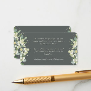 Mini Gray Green Snowberry+Eucalyptus Online RSVP Enclosure Card