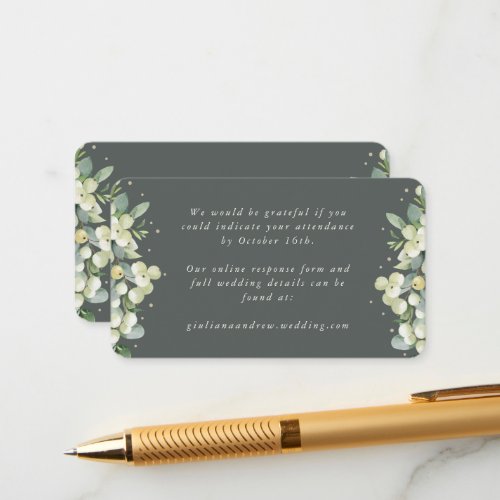 Mini Gray Green SnowberryEucalyptus Online RSVP Enclosure Card