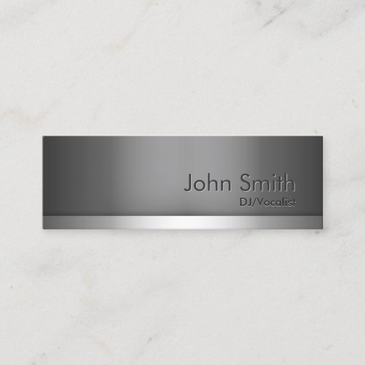 Customizable Mini Gray Metal DJ Music Business Card