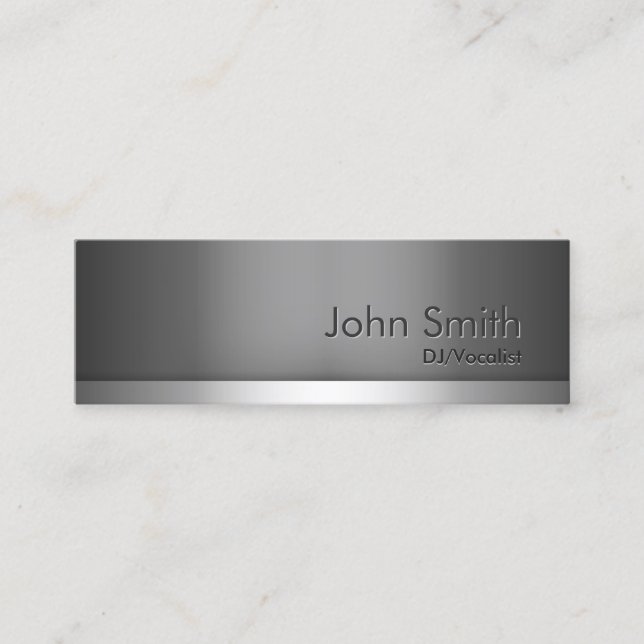 Mini Gray Metal DJ Music Business Card (Front)