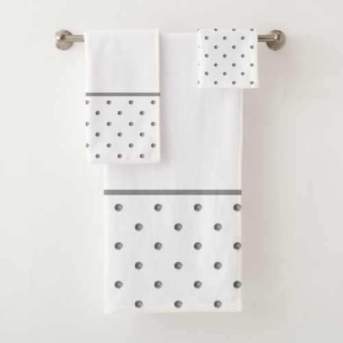 Mini Gray Watercolor Polka Dots Bath Towel Set