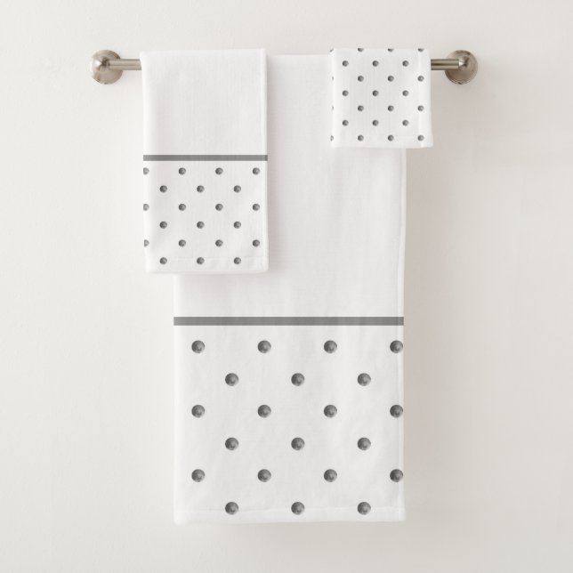 Mini Gray Watercolor Polka Dots Bath Towel Set (Insitu)