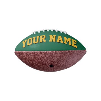 Mini Green And Gold Personalized Football by MINI_FOOTBALLS at Zazzle