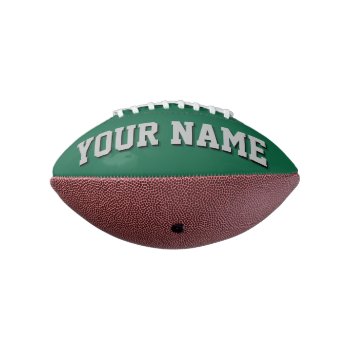 Mini Green And Silver Gray Personalized Football by MINI_FOOTBALLS at Zazzle
