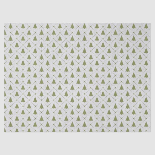Mini Green Christmas Trees Decoupage Tissue Paper (Front)