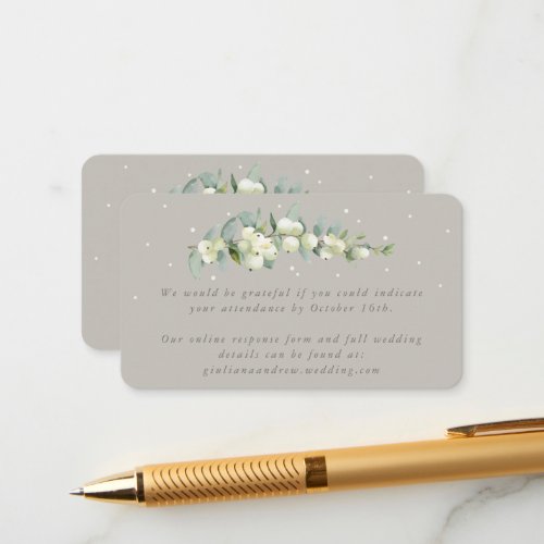Mini Greige SnowberryEucalyptus Online RSVP Enclosure Card