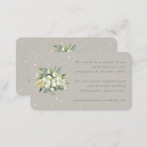 Mini Greige SnowberryEucalyptus Online RSVP Enclosure Card