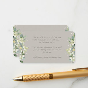 Mini Greige Snowberry+Eucalyptus Online RSVP Enclosure Card