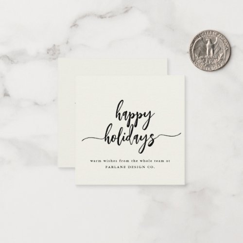 Mini Happy Holidays Modern Script Business Logo Note Card