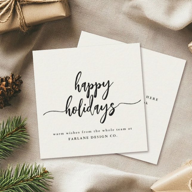 Mini Happy Holidays Modern Script Business Logo Note Card (Creator Uploaded)