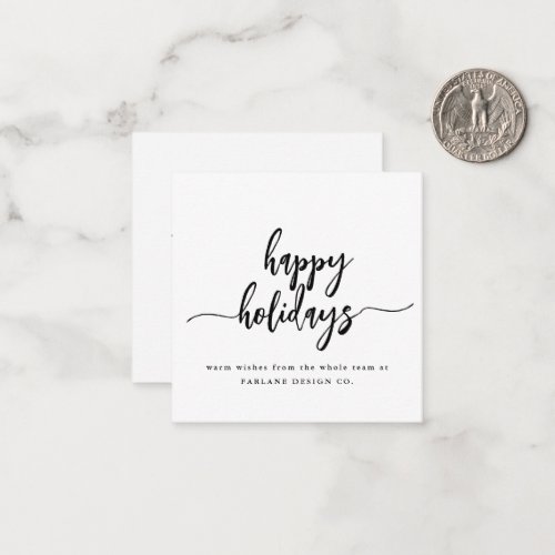 Mini Happy Holidays Modern Script Business Logo Note Card