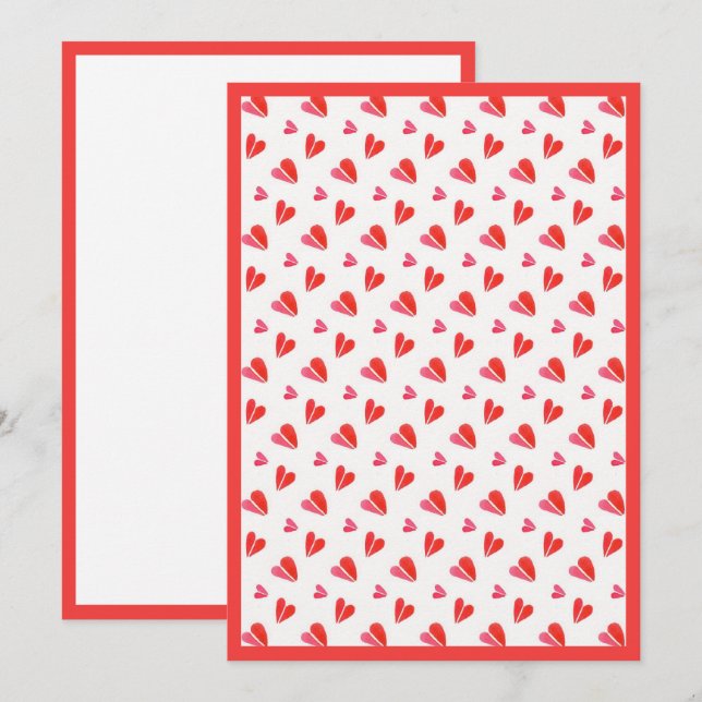 MINI HEARTS 5x7 Blank Flat Card / Red (Front/Back)